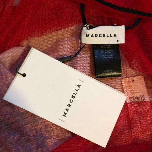 NWT Marcella NYC red mesh ruched Madison Bolero - Picture 9 of 11